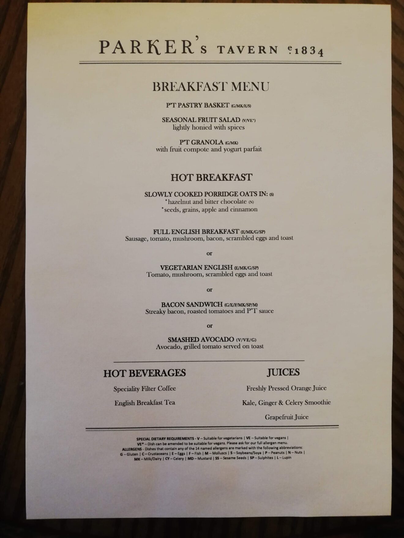 universityarmshotelbreakfastmenu Verylvke