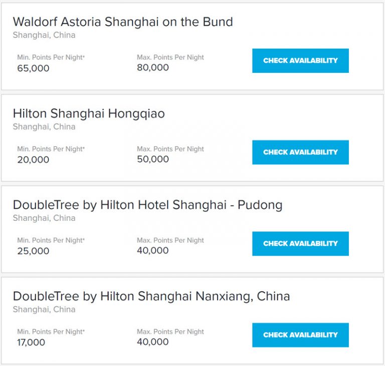 Points Explorer 查看希尔顿酒店兑换等级的工具 飞常旅客 VERYLVKE